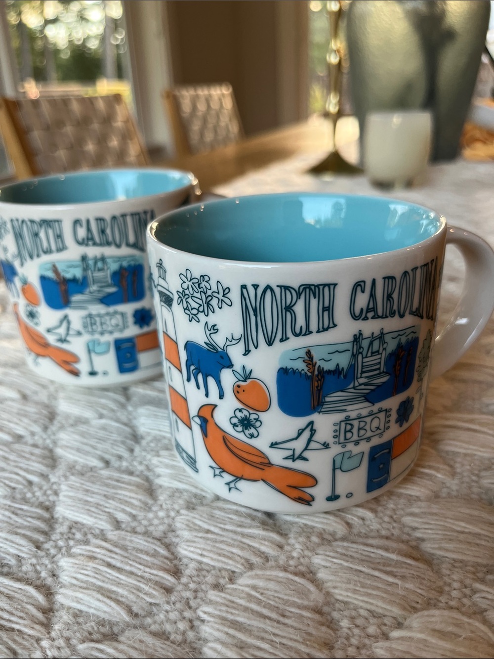 NWOT Starbucks North Carolina Ceramic Mug - Blue & Orange
